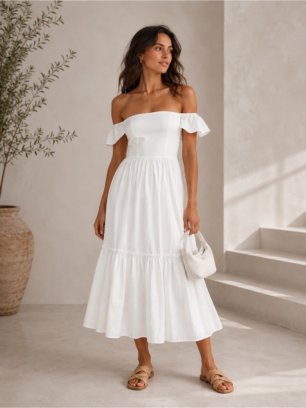 NEW Reformation Derek Midi White Dress Size 0 B1468